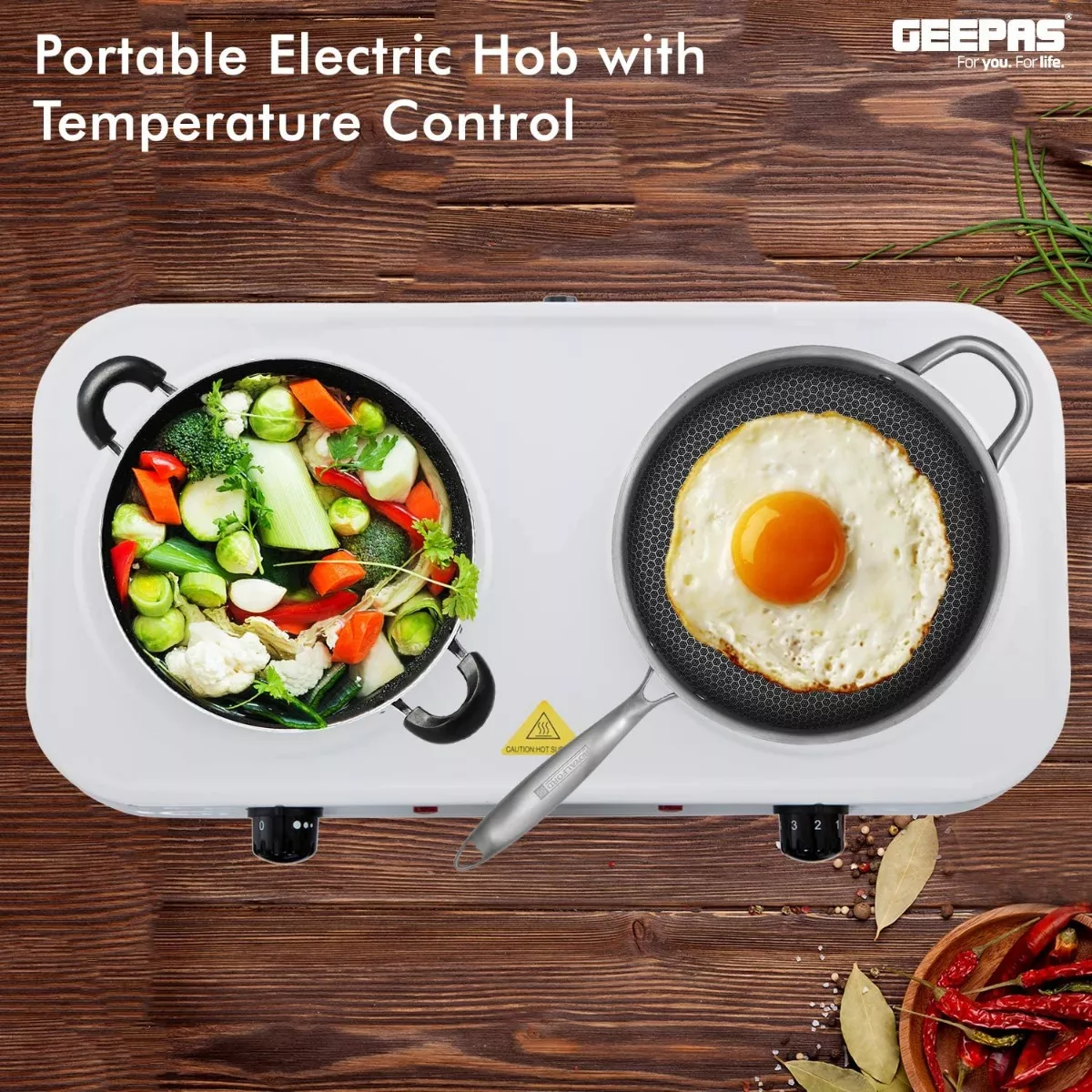 Geepas 1000W Single Hot Plate for Flexible & Precise Table Top