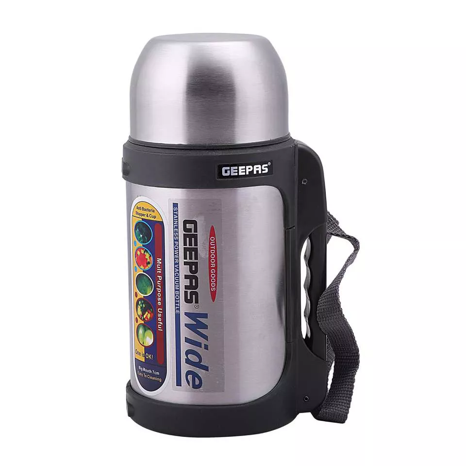 Geepas Vacuum Flask, 1.2L  Stainless Steel Vacuum Bottle Keep Hot