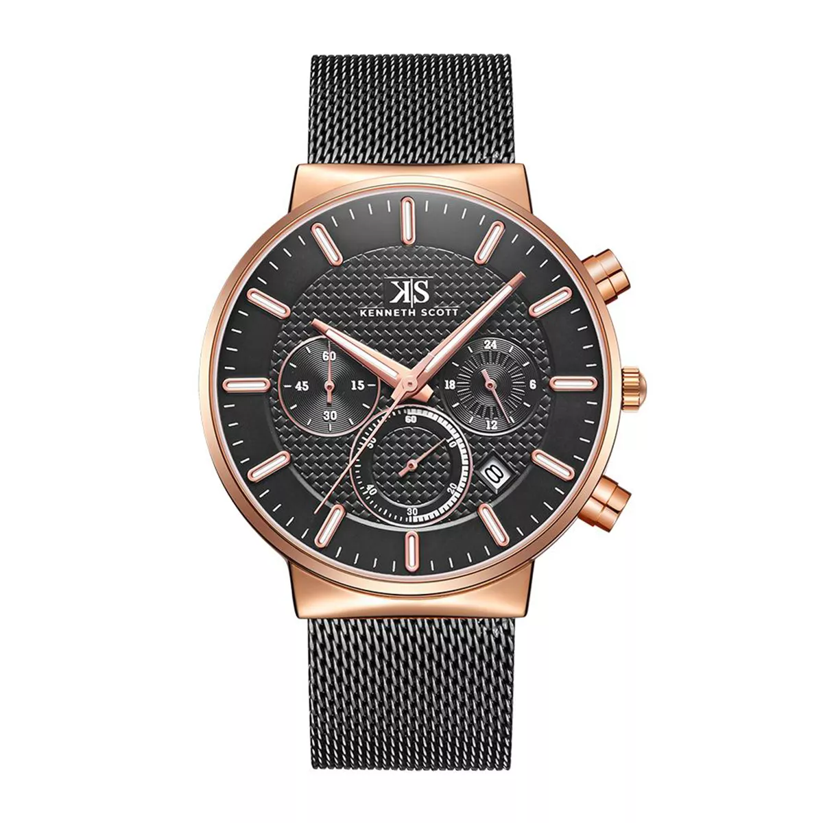 Buy Kenneth Scott Men s Black Dial Multi Function Watch K22133