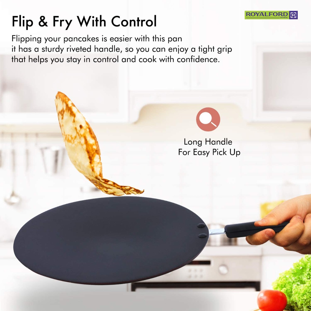 Buy Royalford Rf2013 Non Stick Tawa 30 cm, Black, W 35.8 x H 20.2 x