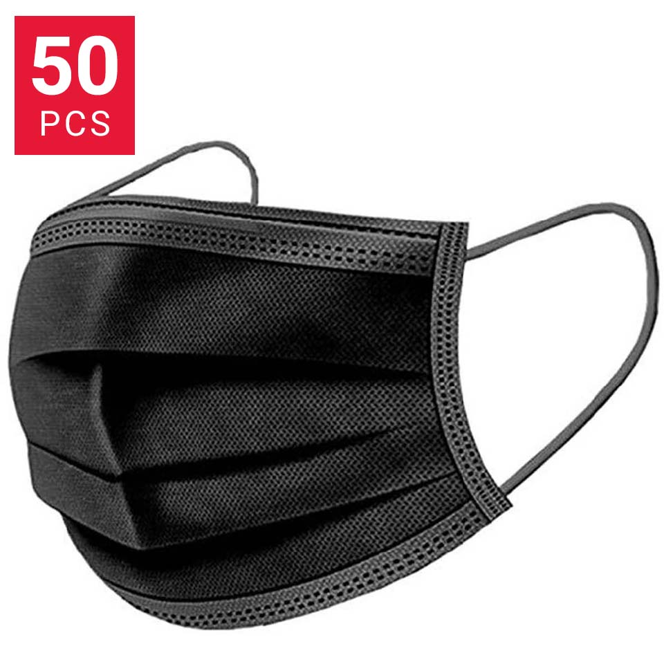 Buy Disposable 3 Layer Face Mask Black - Ear Loop Type in Kuwait