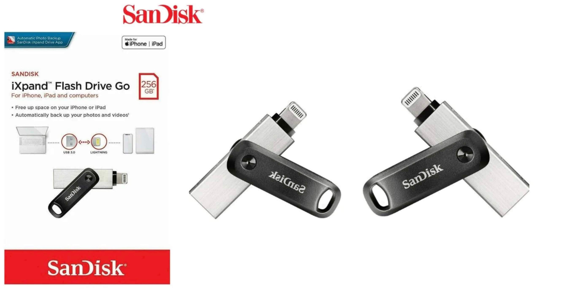 Buy SanDisk IXpand Flash Drive Go 256GB USB 3 0 To Lightning In Kuwait